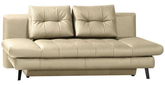 SCHLAFSOFA in Echtleder Schlammfarben  - Schlammfarben/Schwarz, Design, Leder/Metall (209/94/94cm) - Novel