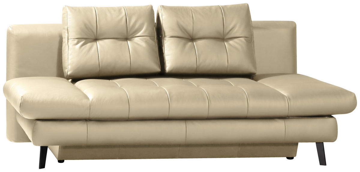 SCHLAFSOFA in Echtleder Schlammfarben  - Schlammfarben/Schwarz, Design, Leder/Metall (209/94/94cm) - Novel