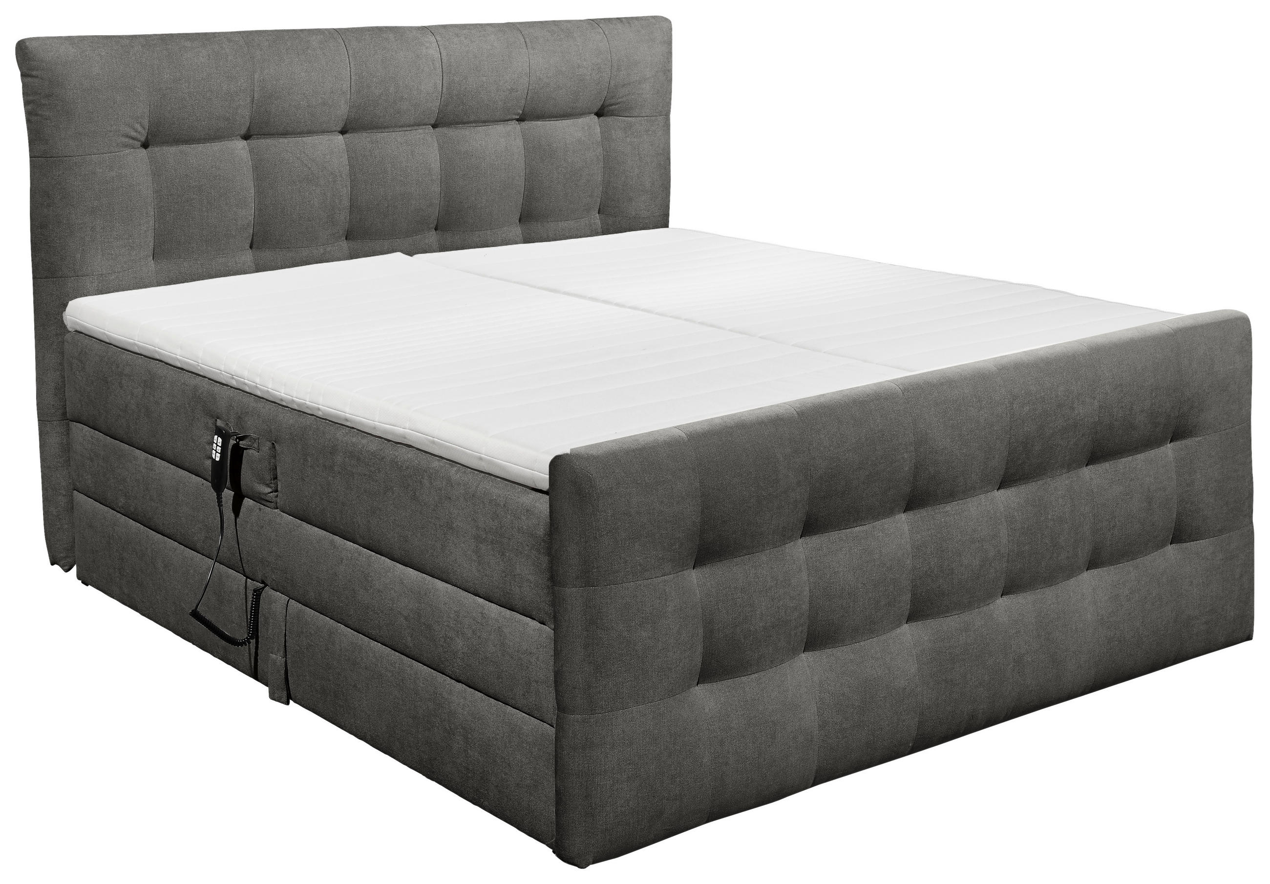 POLSTERBETT 180/200 cm,  in Grau, Matratze, gepolstertes Kopfteil, Bettkasten, Topper, motorische Verstellbarkeit, H2+H2=mittel bis ca.80kg  - Schwarz/Grau, KONVENTIONELL, Kunststoff/Textil (180/200cm) - Esposa