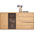 SIDEBOARD Schwarz, Eichefarben  176/88/40 cm  - Eichefarben/Schwarz, Natur, Glas/Holz (176/88/40cm) - Waldwelt