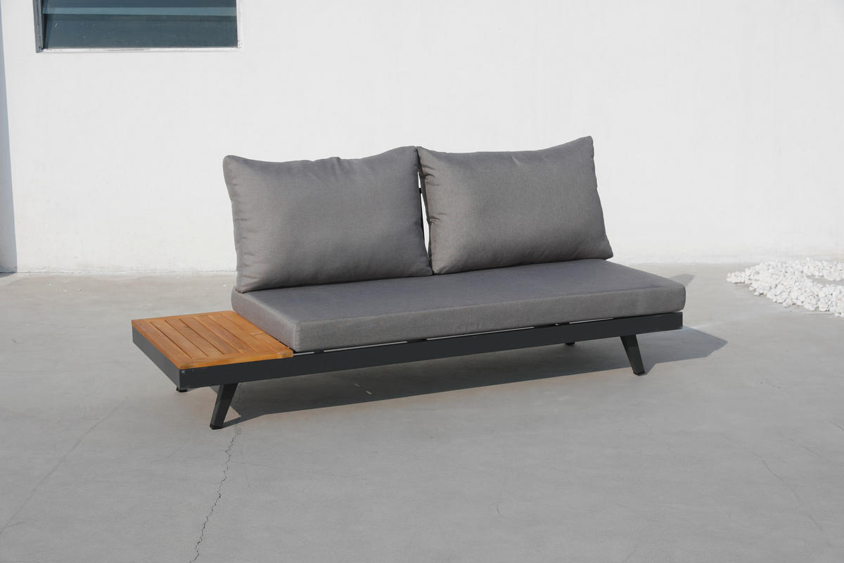 LOUNGEGARNITUR  175/175 cm  Akazie Aluminium  - Anthrazit/Silberfarben, Basics, Holz/Textil (175/175cm) - Gardenson