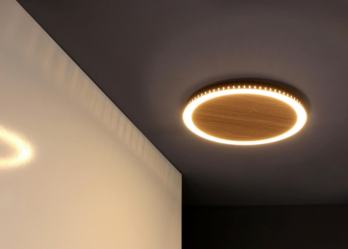 LED-DECKENLEUCHTE Moon 40/4,1 cm   - Eichefarben/Schwarz, Design, Metall (40/4,1cm)