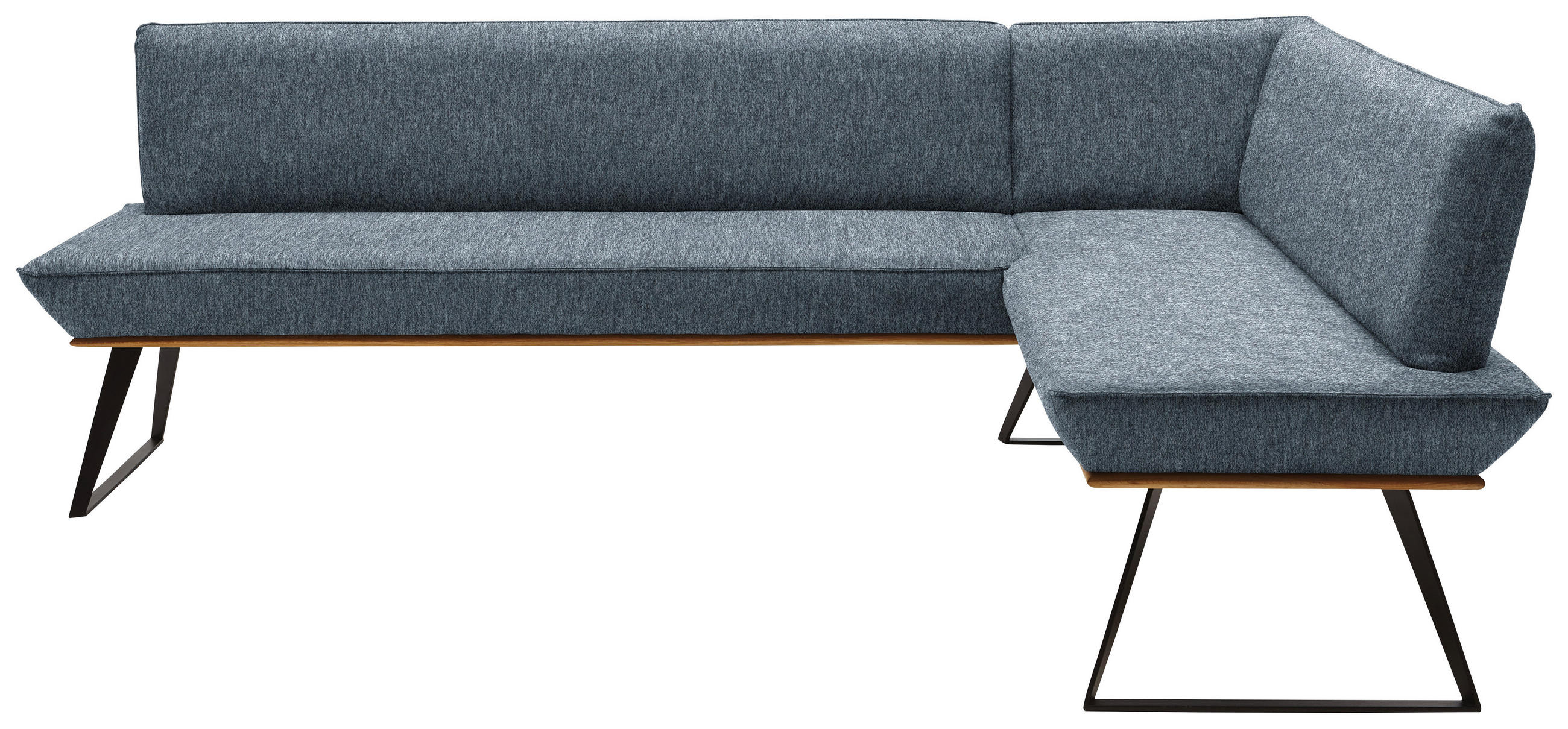 ECKBANK 223/163 cm Webstoff Anthrazit, Schwarz, Eichefarben Eiche massiv Metall   - Eichefarben/Anthrazit, Design, Holz/Textil (223/163cm) - Voleo