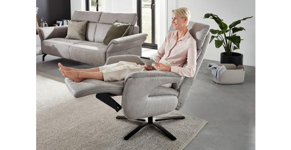 RELAXSESSEL Lederlook Relaxfunktion - Hellgrau/Schwarz, KONVENTIONELL, Textil/Metall (70/117/85cm) - Dieter Knoll