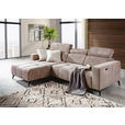 ECKSOFA Taupe Cord Rücken echt, Kopfteilverstellung, Sitzvorzug  - Taupe/Schwarz, KONVENTIONELL, Textil/Metall (170/257cm) - Carryhome
