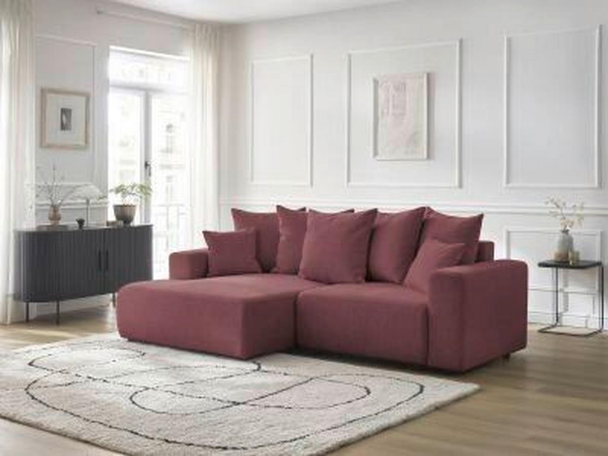 ECKSOFA Ottomane links  ATILLA Rot Flachgewebe  - Rot/Schwarz, MODERN, Kunststoff/Textil (149/244cm)