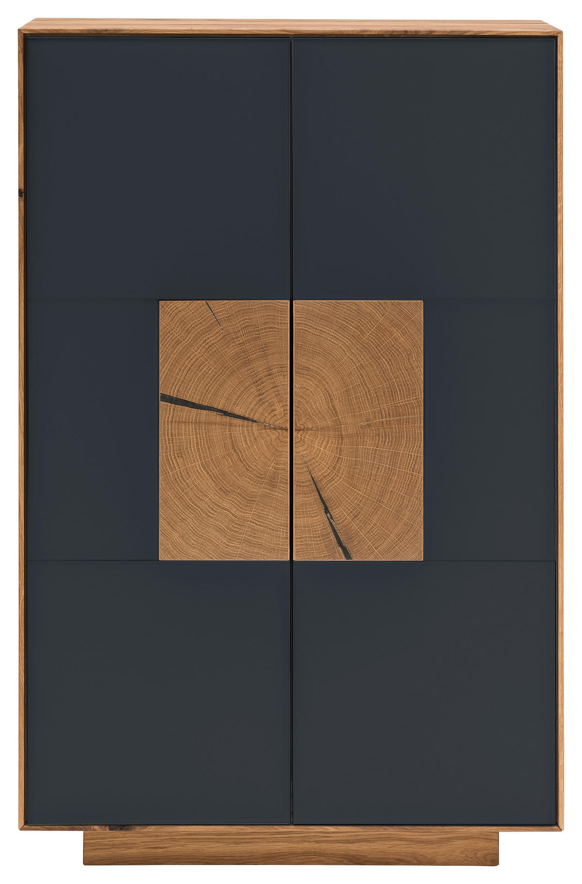 SCHUHSCHRANK Asteiche massiv Anthrazit, Eichefarben  - Eichefarben/Anthrazit, MODERN, Glas/Holz (72/112/37cm) - Linea Natura