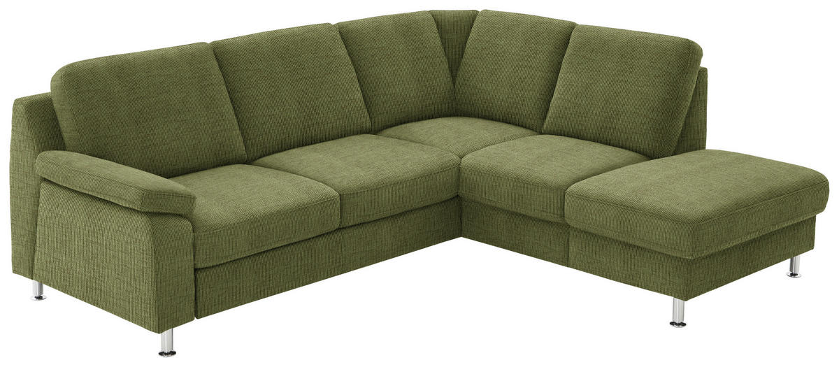 ECKSOFA in Webstoff Grün  - Alufarben/Grün, Konventionell, Textil/Metall (241/200cm) - Beldomo System