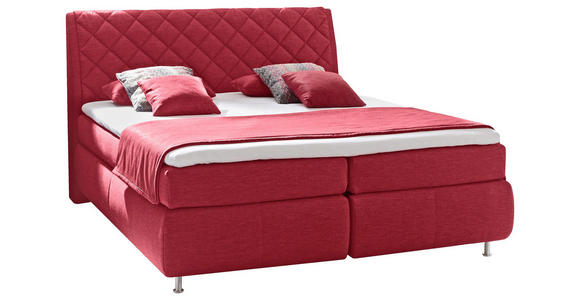 BOXSPRINGBETT 180/200 cm in Rot - Rot/Alufarben, KONVENTIONELL, Textil/Metall (180/200cm) - Dieter Knoll