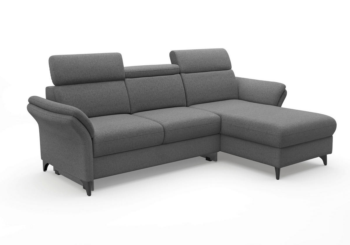 ECKSOFA Flachgewebe Dunkelgrau  - Dunkelgrau/Schwarz, Konventionell, Textil/Metall (253/166cm) - Sit & More