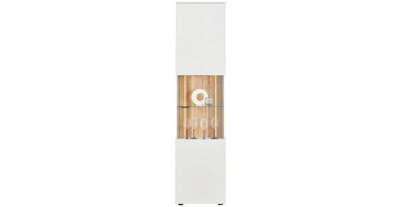 VITRINE in massiv Wildeiche Weiß, Eichefarben - Eichefarben/Anthrazit, Design, Glas/Holz (50/202,8/42cm) - Novel