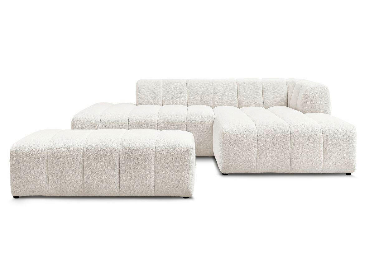 ECKSOFA  ANNECY Weiß Bouclé  - Schwarz/Weiß, MODERN, Kunststoff/Textil (262/170cm)