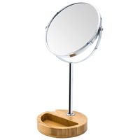 SCHMINKSPIEGEL Bambus Chromfarben  - Chromfarben/Naturfarben, Basics, Glas/Holz (14/35,5/18,5cm) - Sadena