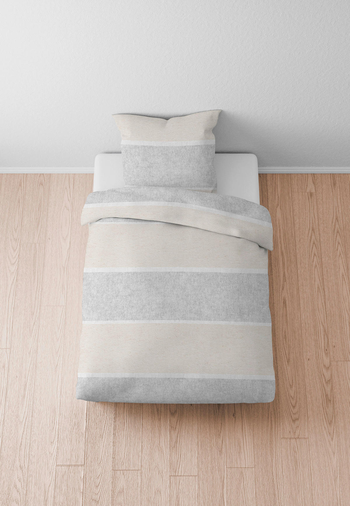 BETTWÄSCHE Flanell 135/200 cm  - Beige/Hellgrau, Design, Textil (135/200cm) - Novel