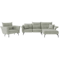 SITZGARNITUR Jakarta Flachgewebe Hellgrau  - Edelstahlfarben/Hellgrau, Design, Textil/Metall (265/185cm) - Livetastic