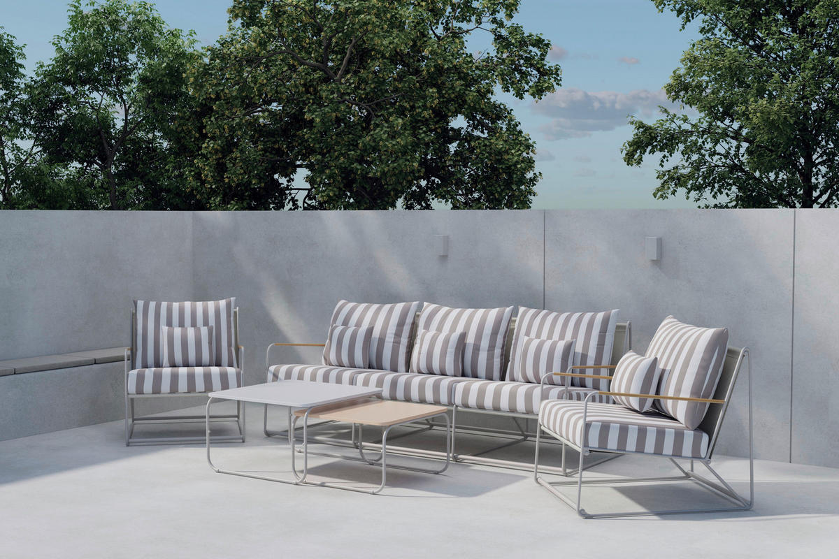 LOUNGEGRUPP stål  - vit/beige, Klassisk, metall/textil