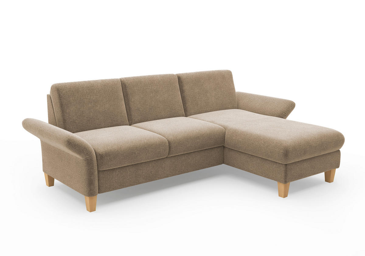ECKSOFA ROCHELLE E Hellbraun Flachgewebe  - Hellbraun/Eichefarben, KONVENTIONELL, Holz/Textil (251/164cm) - Sit & More
