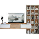 WOHNWAND 2-teilig  in Weiß, Buchefarben  285/215/40 cm  - Buchefarben/Schwarz, KONVENTIONELL, Holzwerkstoff/Kunststoff (285/215/40cm) - Venda