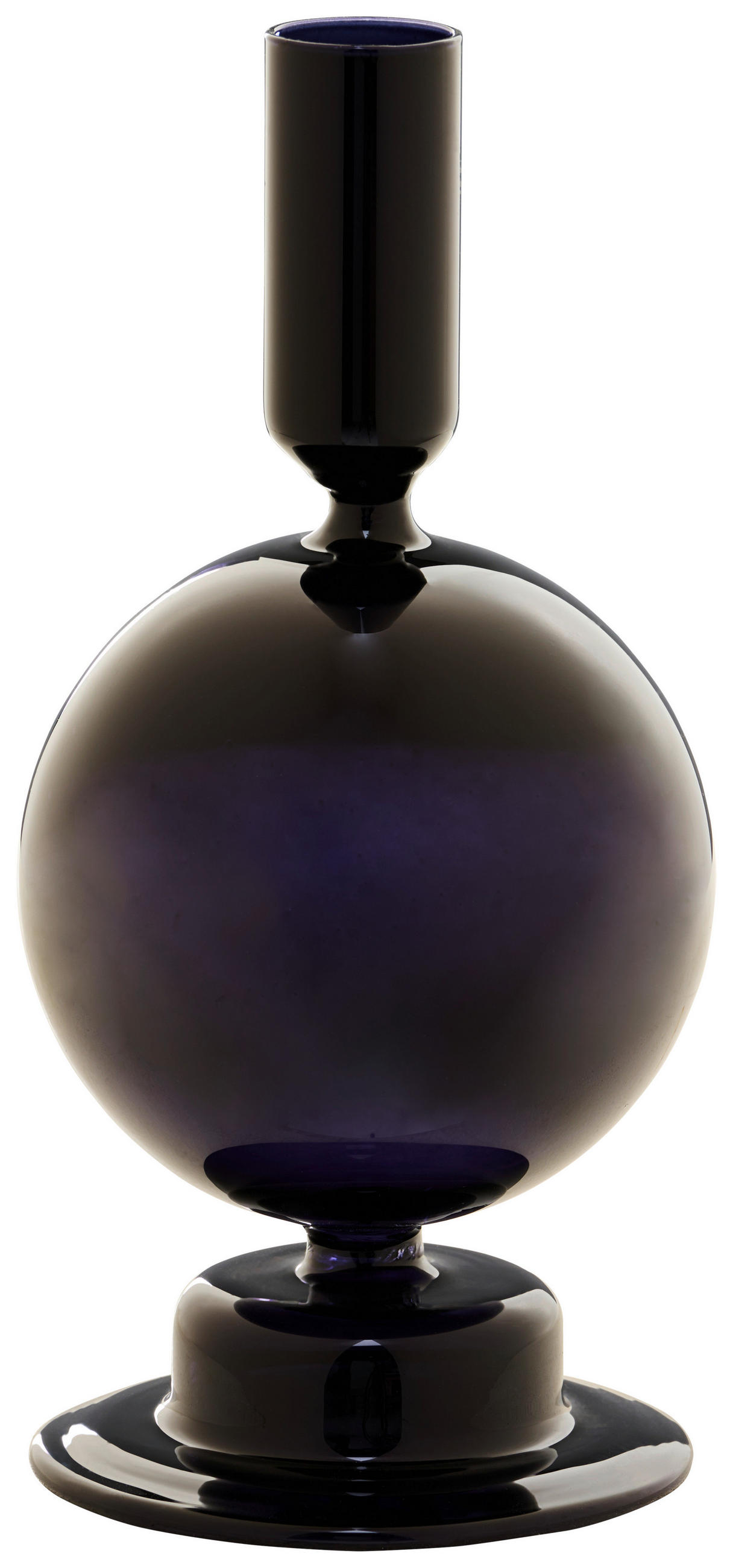 KERZENHALTER - Schwarz Hochglanz, Trend, Glas (9/18cm)