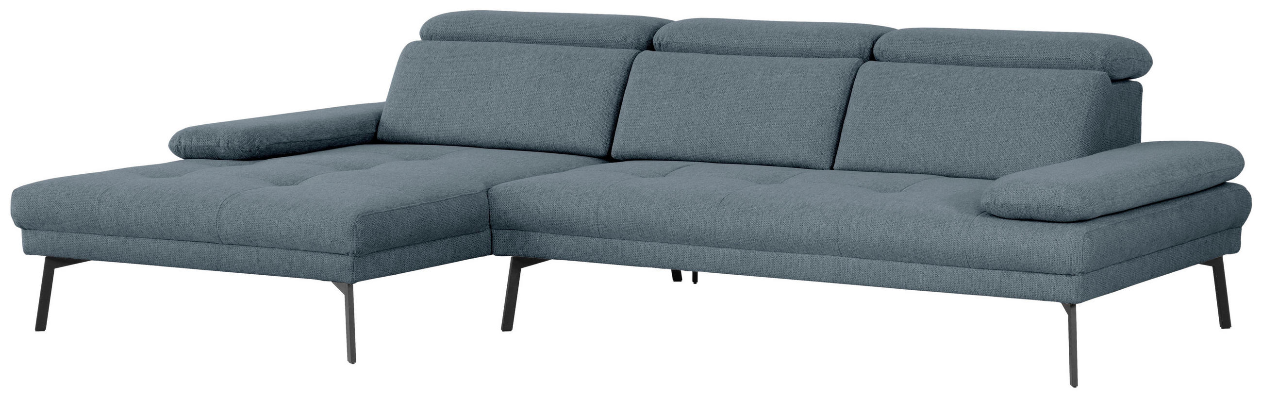 ECKSOFA Blau Webstoff  - Blau/Schwarz, Design, Textil/Metall (188/296cm) - Xora