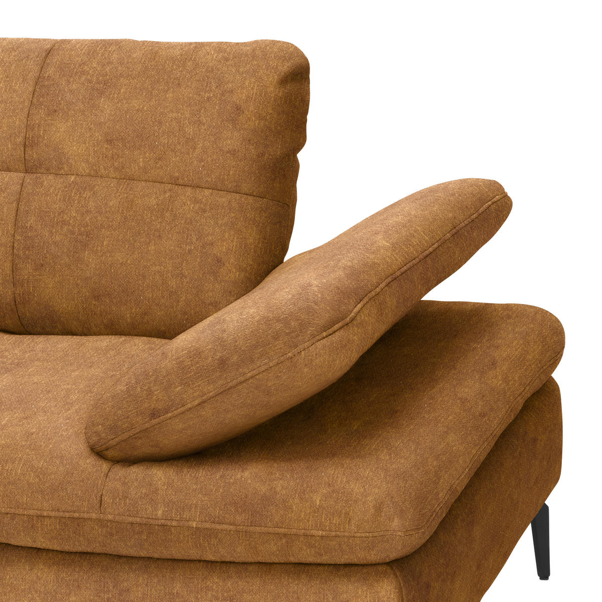 ECKSOFA in Velours Cognac  179/301 cm  - Cognac/Schwarz, Design, Textil/Metall (179/301cm) - Chilliano