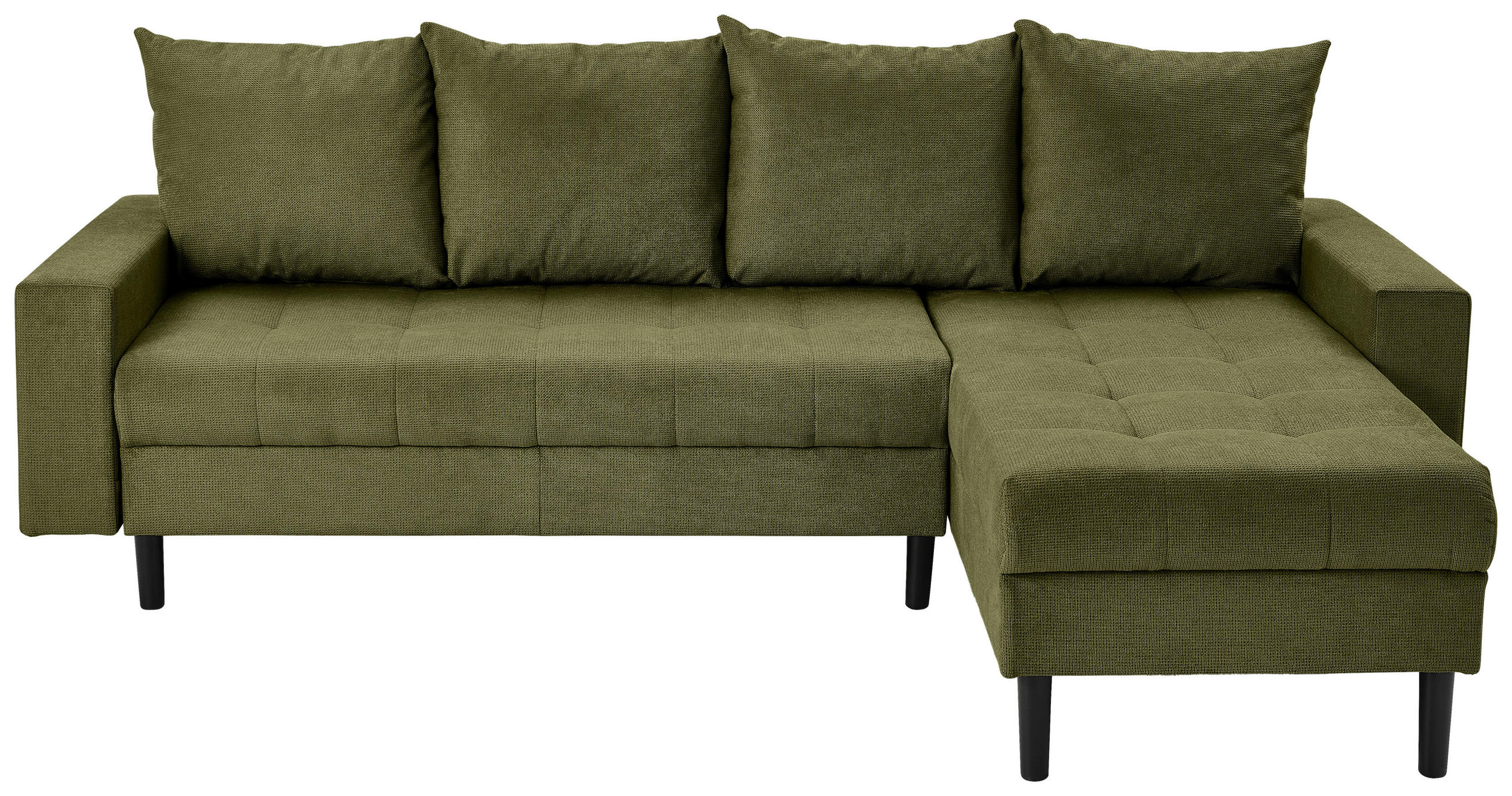ECKSOFA in Webstoff Dunkelgrün  - Dunkelgrün/Schwarz, Konventionell, Kunststoff/Textil (231/157cm) - P & B