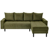 ECKSOFA in Webstoff Dunkelgrün  - Dunkelgrün/Schwarz, Konventionell, Kunststoff/Textil (231/157cm) - P & B