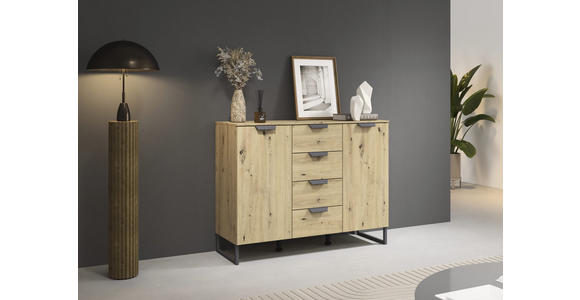 SIDEBOARD  in 120/92/42 cm  - Dunkelgrau/Eiche Artisan, Design, Holzwerkstoff/Metall (120/92/42cm) - Xora