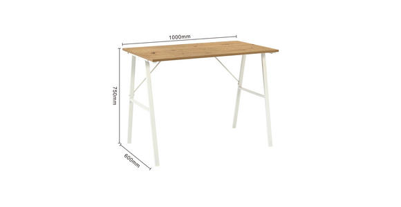 SCHREIBTISCH 100/60/75 cm Weiß, Eiche Artisan  - Weiß/Eiche Artisan, Design, Holzwerkstoff/Metall (100/60/75cm) - Carryhome