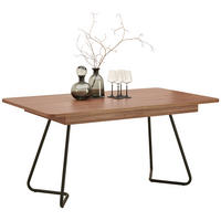 ESSTISCH in Metall, Holzwerkstoff 160-205/90/76 cm  - Walnussfarben/Schwarz, Design, Holzwerkstoff/Metall (160-205/90/76cm) - Hom`in