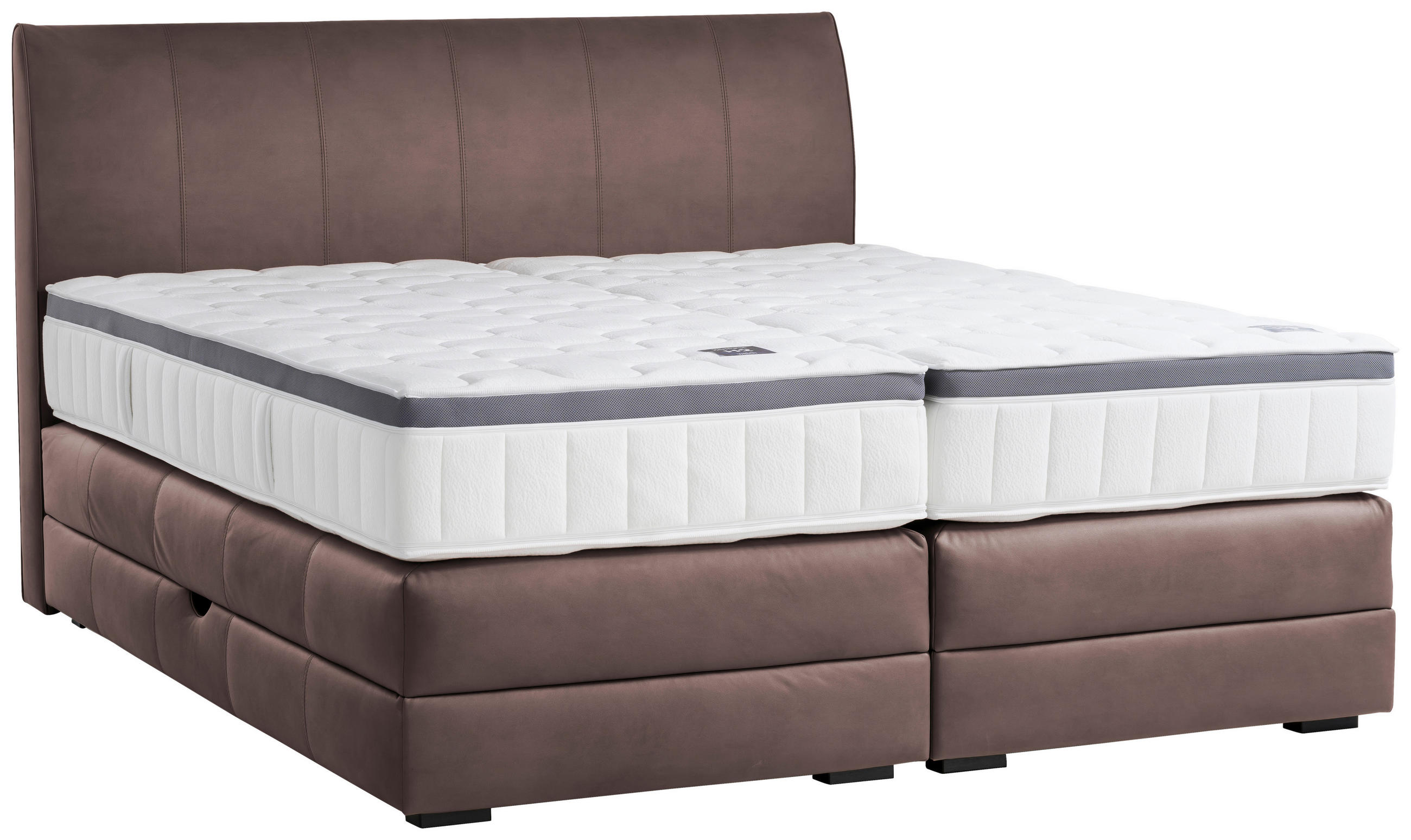 BOXSPRINGBETT 160/200 cm,  in Braun, Dunkelbraun, Bettkasten, Topper, Matratzen, H2 + H4 = mittel + sehr fest  - Wengefarben/Dunkelbraun, KONVENTIONELL, Holz/Textil (160/200cm) - Novel