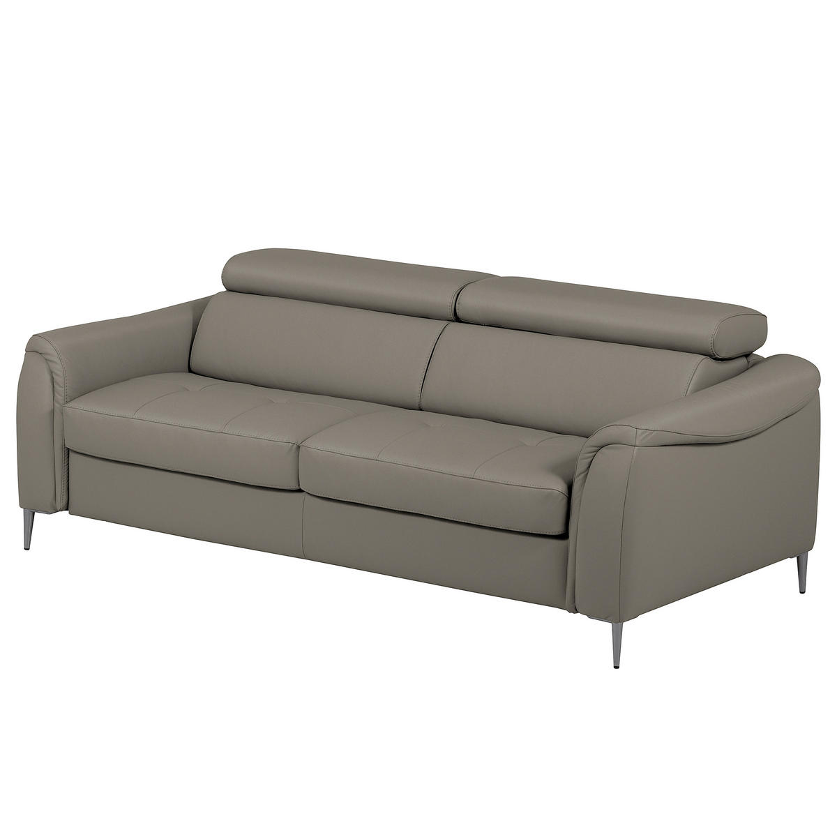 SCHLAFSOFA PAFOS Schlammfarben Echtleder Lederlook  - Schlammfarben/Schwarz, Design, Leder/Textil (203/77-98/103cm) - MID.YOU