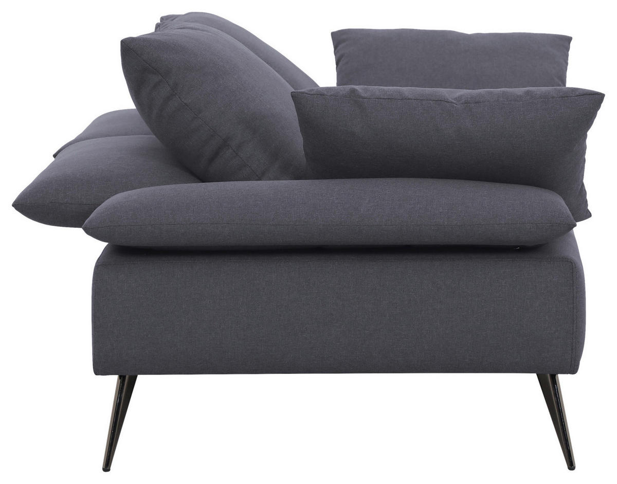 KANAPÉÁGY textil sötétszürke  - fekete/sötétszürke, Design, textil/fém (207/85/90cm) - Livetastic
