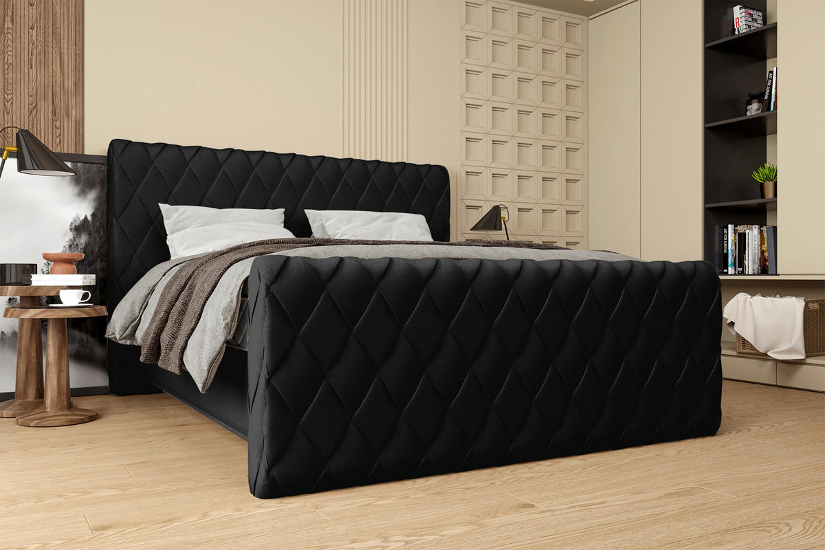 BOXSPRINGBETT 180/200 cm  in Schwarz  - Schwarz, Design, Textil/Metall (180/200cm) - Boxxx
