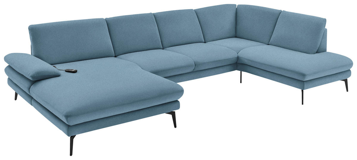WOHNLANDSCHAFT in Webstoff Blau  - Blau/Schwarz, Design, Textil/Metall (180/344/208cm) - Dieter Knoll