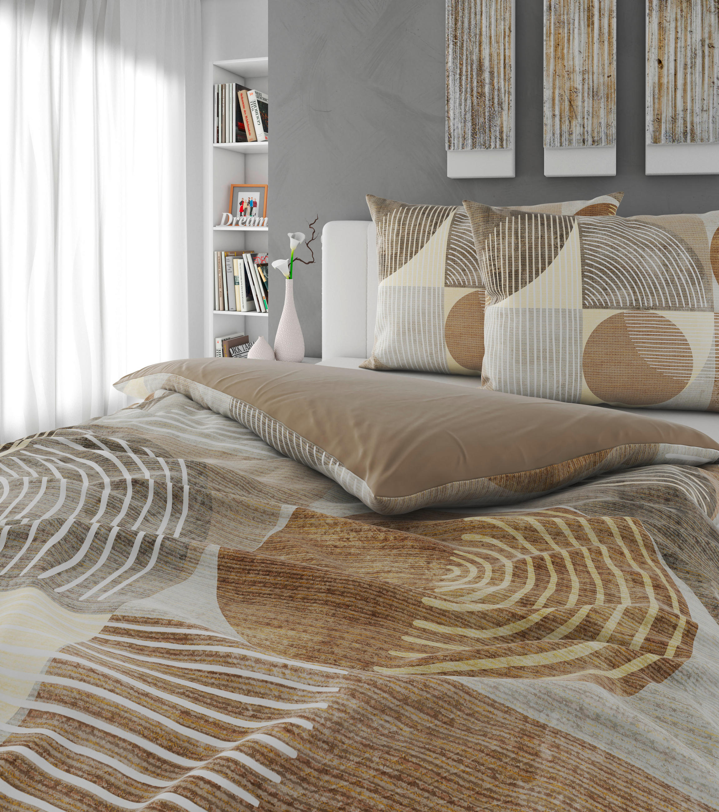 POSTELJINA SA DVA LICA 200/200 cm saten sivobraon  - sivobraon, tekstil (200/200cm) - Esposa