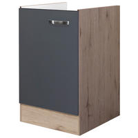 KÜCHENUNTERSCHRANK 50/82/57 cm  in Eiche San Remo, Dunkelgrau  - Edelstahlfarben/Dunkelgrau, MODERN, Holzwerkstoff/Metall (50/82/57cm) - FlexWell