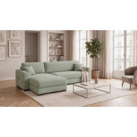 ECKSOFA  Cord Mintgrün  - Schwarz/Mintgrün, Basics, Holz/Holzwerkstoff (284/184cm) - MID.YOU