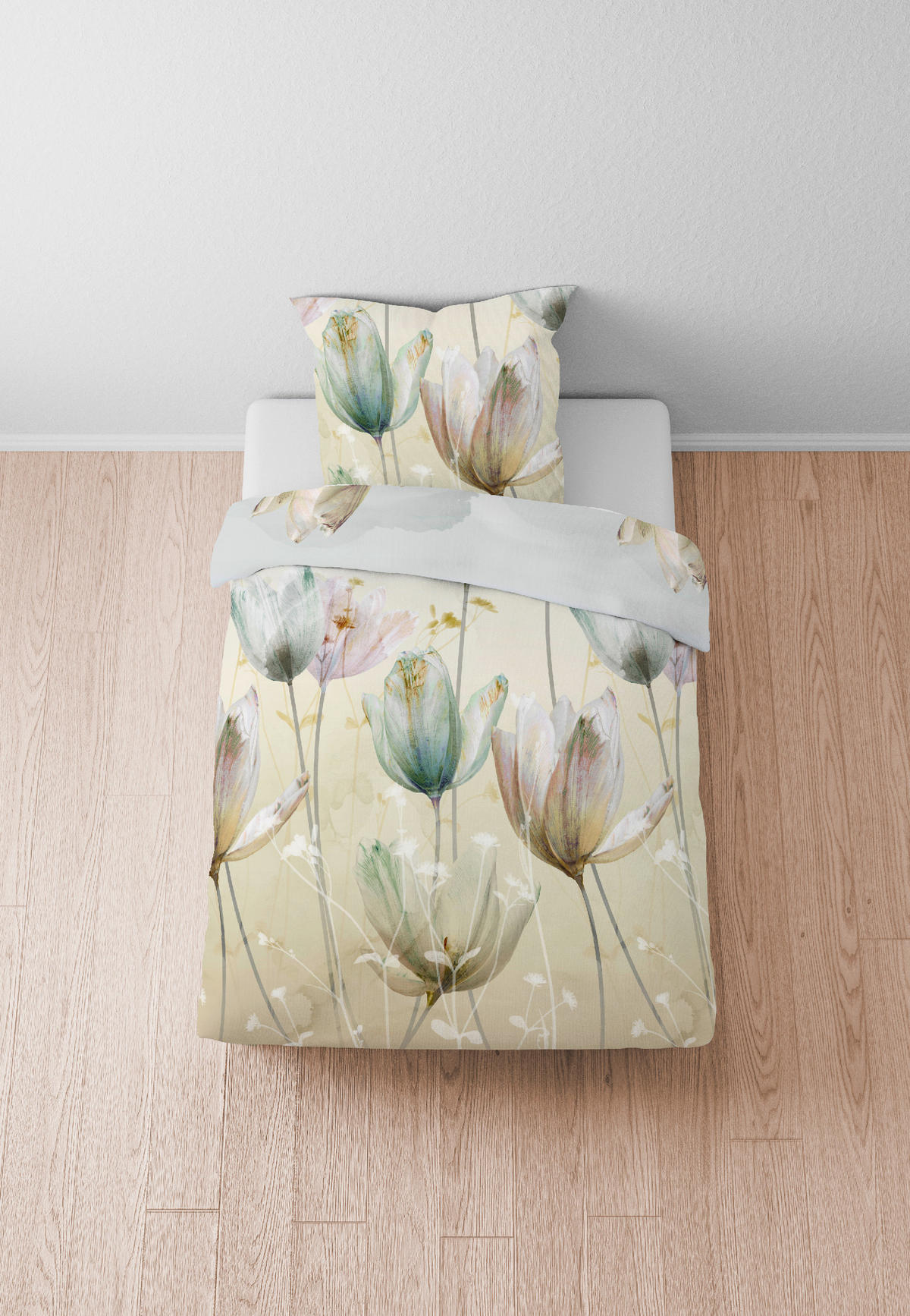 WENDEBETTWÄSCHE 2-teilig Satin, Flachgewebe 140/200 cm  - Hellgelb, Basics, Textil (140/200cm) - Esposa