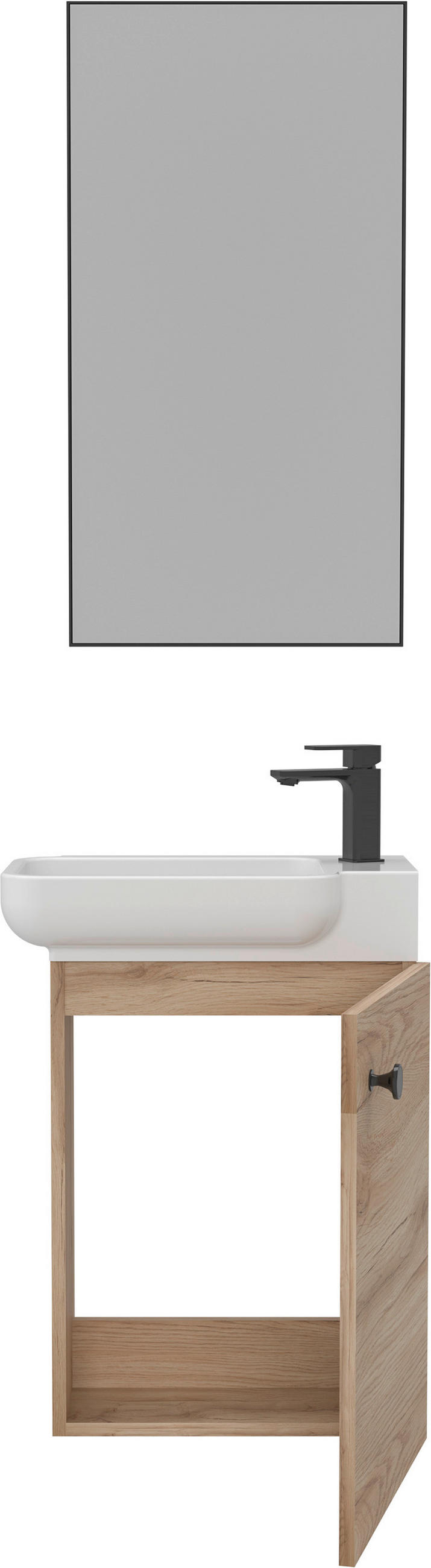 GÄSTEBAD 55 cm  - Eichefarben/Weiß Hochglanz, MODERN, Keramik/Holzwerkstoff (55cm) - MID.YOU