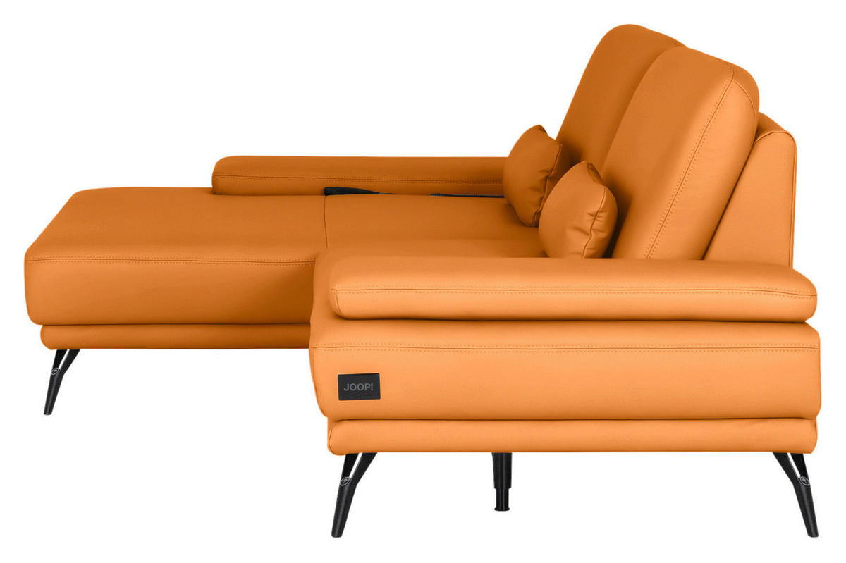 ECKSOFA Echtleder Currygelb  - Currygelb/Schwarz, Konventionell, Leder/Metall (180/301cm) - Joop!