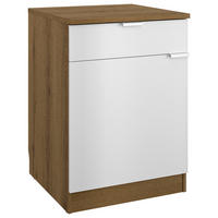 KÜCHENUNTERSCHRANK 60/86/60 cm  in Weiß, Eichefarben  - Eichefarben/Weiß, Basics, Holzwerkstoff/Metall (60/86/60cm) - MID.YOU