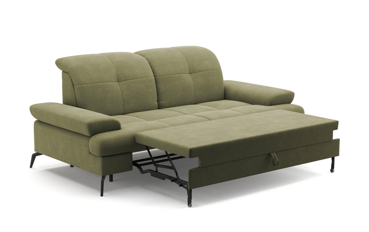 2,5-SITZER in Flachgewebe Hellgrün  - Schwarz/Hellgrün, Konventionell, Textil/Metall (202/90/122cm) - Sit & More