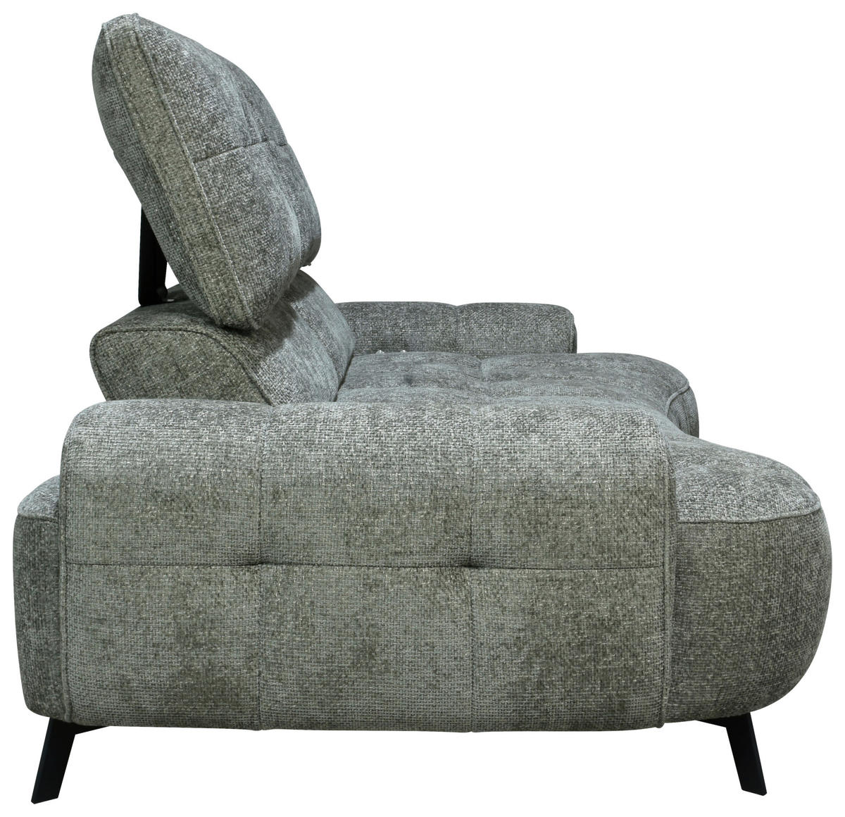 2-SITZER-SOFA Chenille Grau  - Schwarz/Grau, Design, Kunststoff/Textil (230/84/104/111/122cm) - Livetastic
