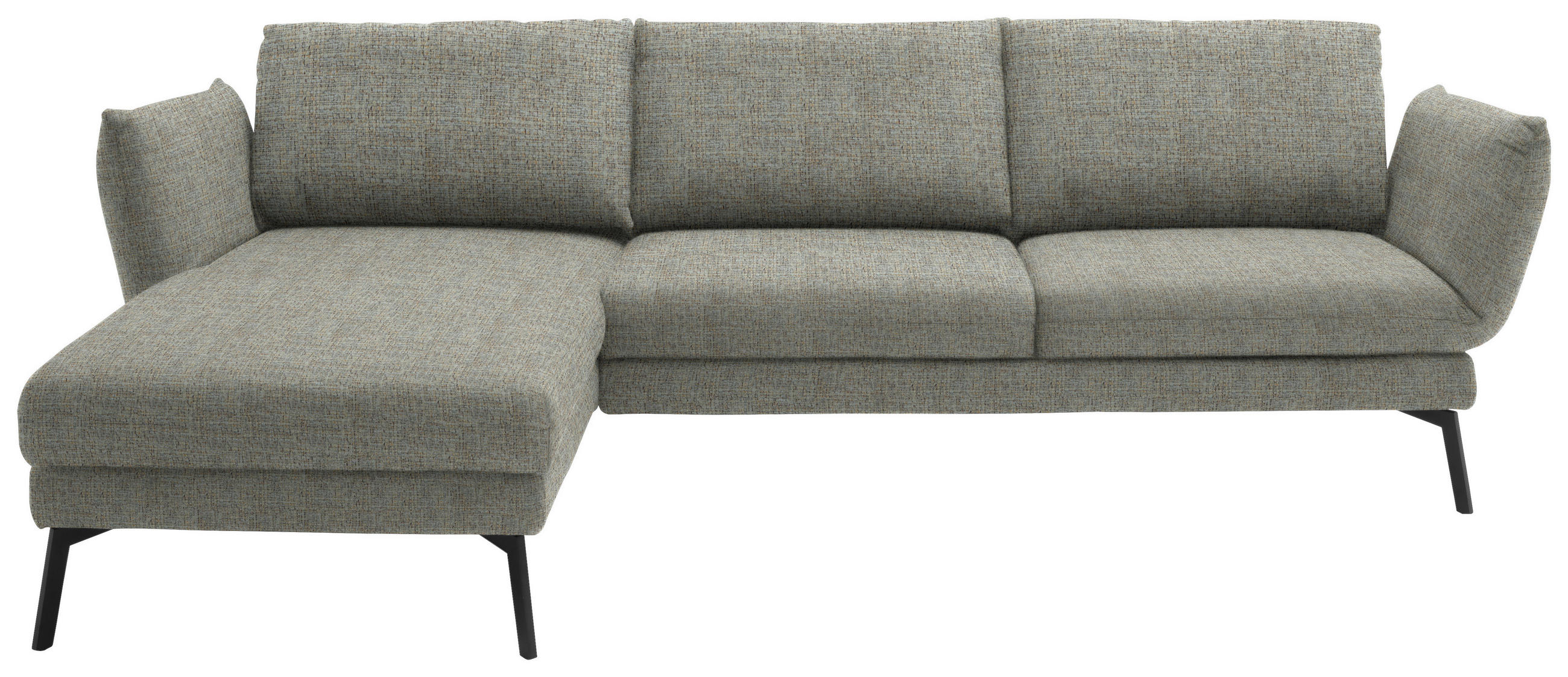 ECKSOFA in Flachgewebe Naturfarben  175/277 cm  - Schwarz/Naturfarben, Design, Textil/Metall (175/277cm) - Schöner Wohnen