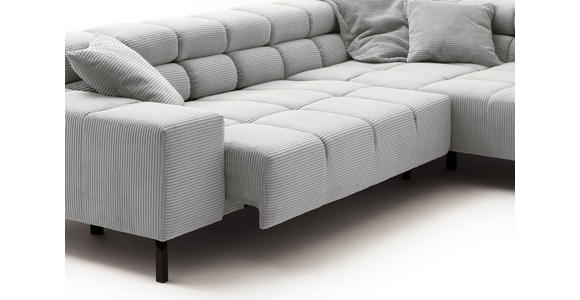 ECKSOFA inkl. Sitzvorzug in Cord Grau  - Schwarz/Grau, Design, Textil/Metall (321/216cm) - Hom`in