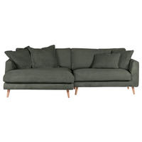 ECKSOFA in Cord Dunkelgrün  - Dunkelgrün/Naturfarben, Romantik / Landhaus, Holz/Textil (140/270cm) - Landscape