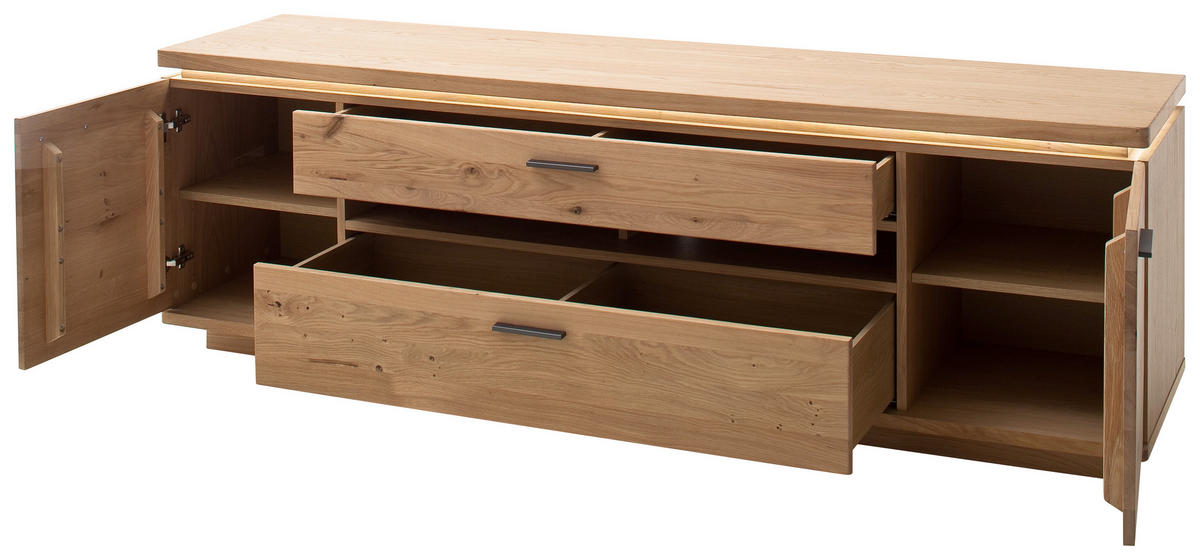 TV-ELEMENT  in 210/68/50 cm  - Eiche Bianco/Grau, Design, Holz/Holzwerkstoff (210/68/50cm) - Livetastic