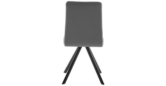 STUHL in Eisen Lederlook, Mikrofaser Metall, Textil - Hellgrau/Schwarz, MODERN, Textil/Metall (47/92/60cm) - Cantus