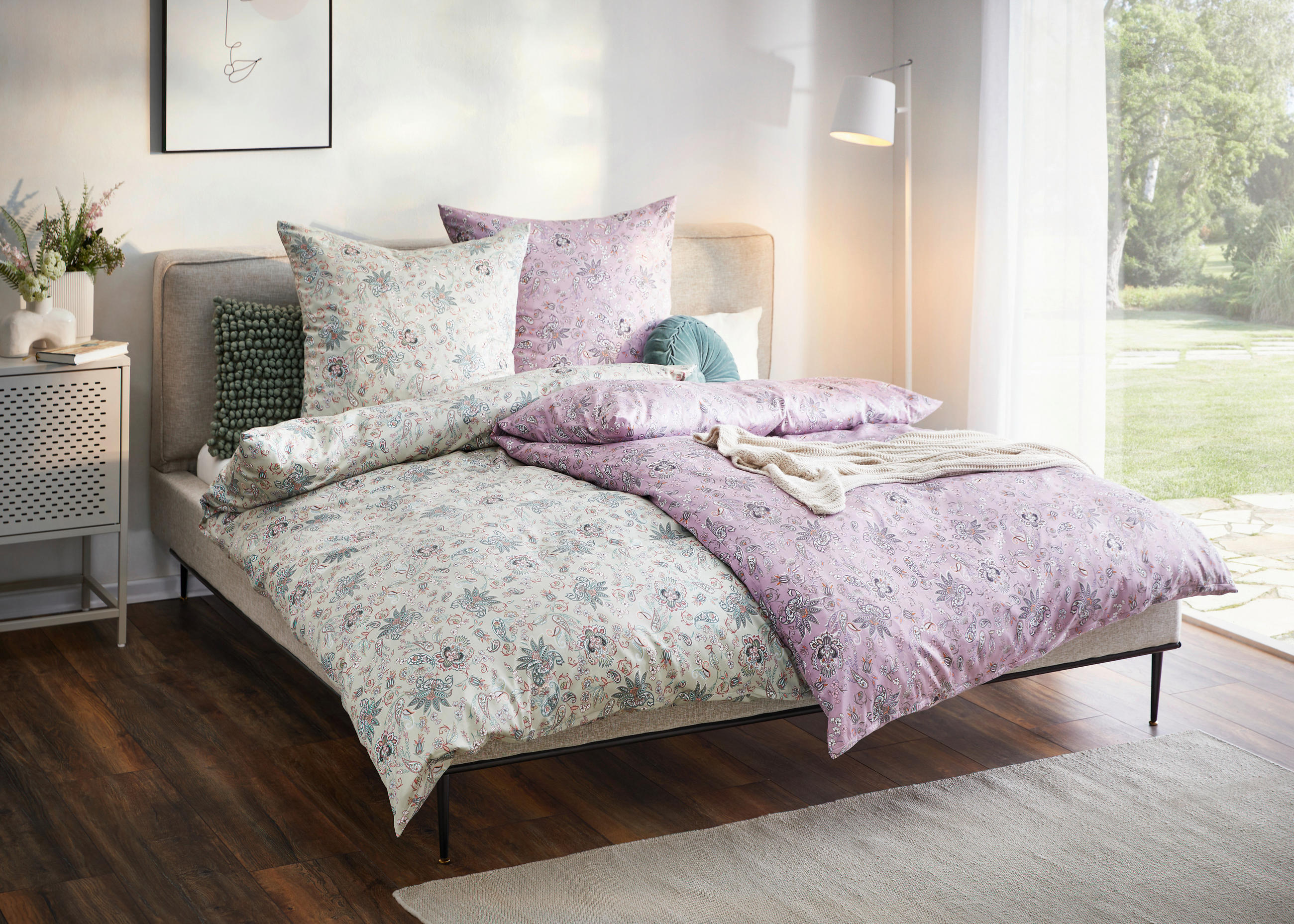 BETTWÄSCHE Satin 135/200 cm  - Grün, KONVENTIONELL, Textil (135/200cm) - Estella